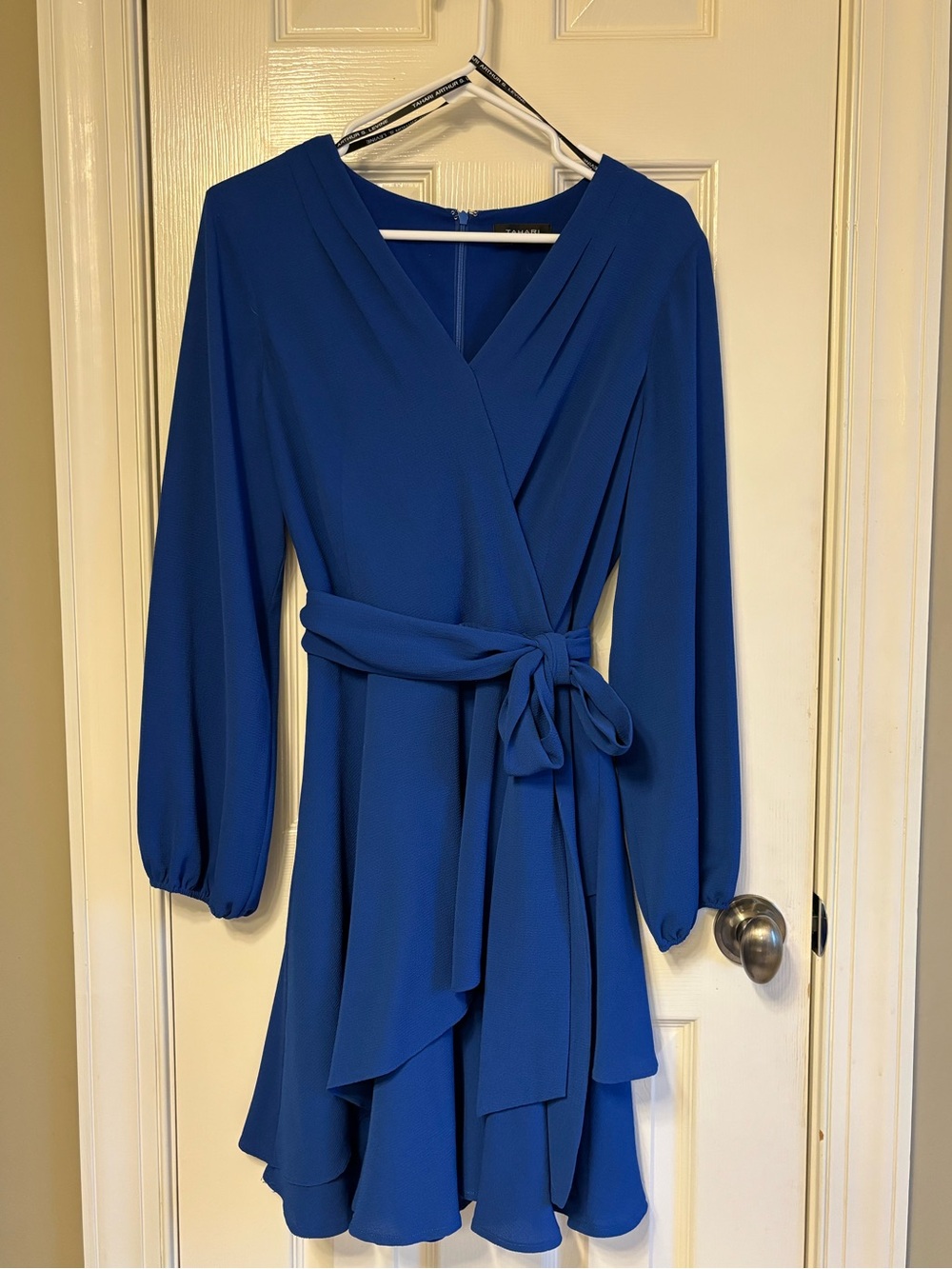 Royal Blue Long Sleeve Dress with Waist Tie
